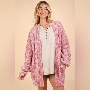 VERY J Cable Knit Open Front Cardigan